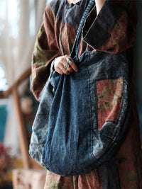 Thumbnail for Vintage Denim Spliced Women Shoulder Bag