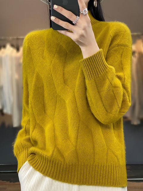 Damen Herbst Lässiger Streifen O-Ausschnitt Wollstrickpullover