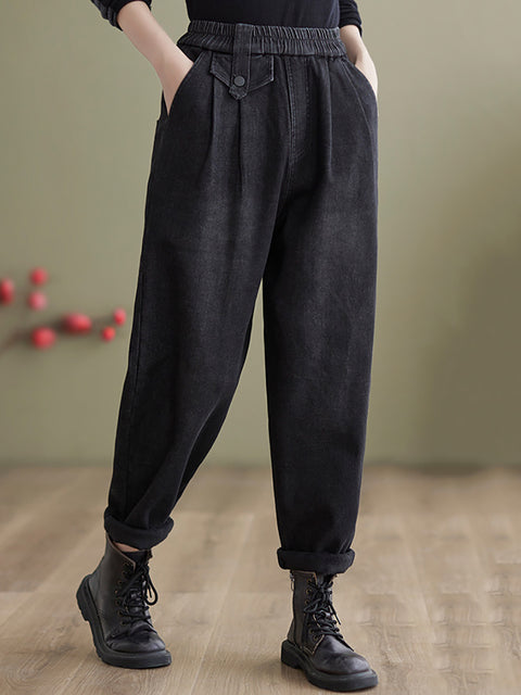 Dame Casual Fleece-foret denim Harem Pants