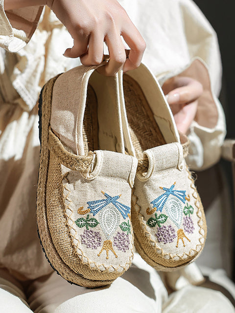 Dames zomer etnische bloem geborduurd gesplitste schoenen