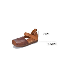 Thumbnail for Women Vintage Summer Leather Colorblock Flat Shoes