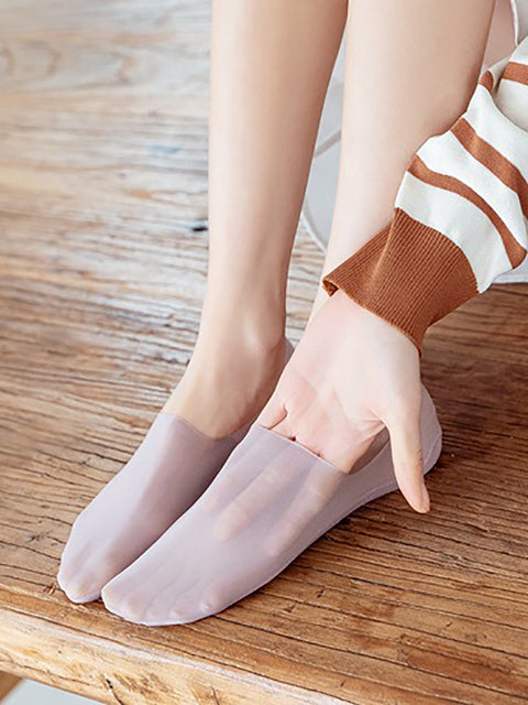 5 Paar Damen-Socken, lässig, Sommer, einfarbig, dünn