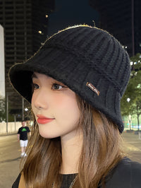 Thumbnail for Winter Pure Color Fashion Knitted Patch Warm Hat