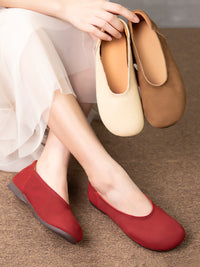 Thumbnail for Women Summer Casual Solid Soft Leather Flat Shoes