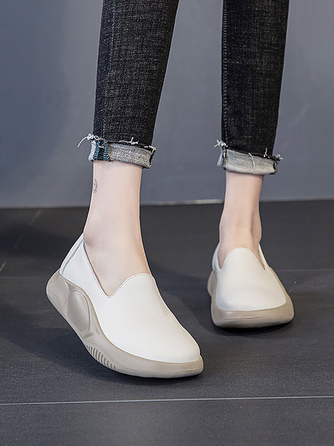 Women Summer Casual Genuine Leather Platform Shoes