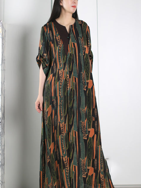 Plus Size Dame Summer Vintage Spleised Maxi Dress