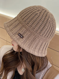 Thumbnail for Winter Pure Color Fashion Knitted Patch Warm Hat