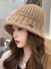 Thumbnail for Winter Pure Color Fashion Knitted Patch Warm Hat