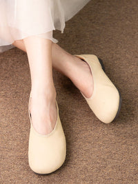 Thumbnail for Women Summer Casual Solid Soft Leather Flat Shoes