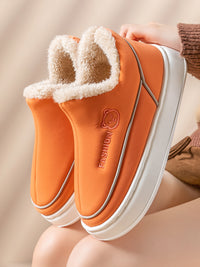 Thumbnail for Couple Solid Fleece-lined Indoor Platform Shoes