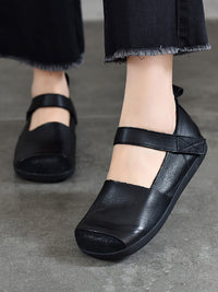 Thumbnail for Women Vintage Summer Leather Colorblock Flat Shoes