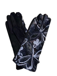 Thumbnail for Women Ethnic Flower Embroidery Warm Cycling Gloves