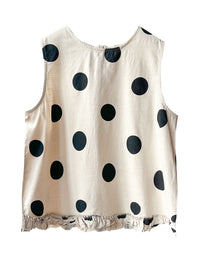 Thumbnail for Plus Size Women Casual Dot Lacework Hem Loose Cotton Vest