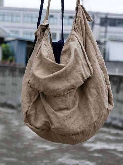 Vintage Umhängetasche aus massivem Baumwollleinen mit großem Fassungsvermögen