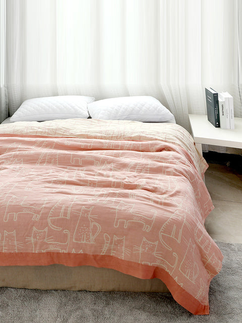 Four Seasons Gaas Handdoekdeken Bamboe Katoenen Deken Student Comfortabel Quilt