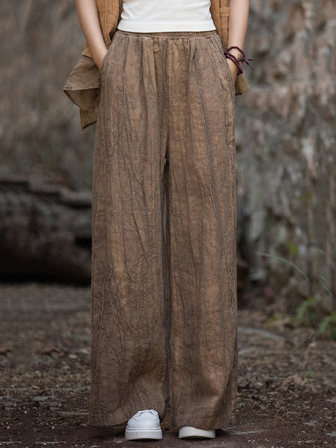 Pantalones de pierna ancha con forro polar y teñido anudado vintage de invierno para mujer