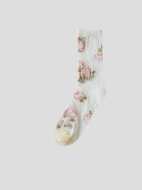 Thumbnail for 3 Pairs Women Elegant Flower Lace Spliced Thin Socks