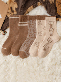 Thumbnail for 5 Pairs Women Winter Wool Jacquard Socks