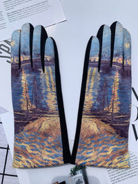 Thumbnail for Women Fashion Print Warm Outdoor Gloves