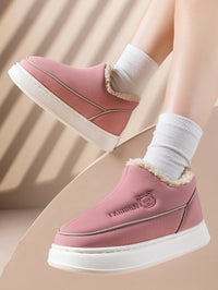 Thumbnail for Couple Solid Fleece-lined Indoor Platform Shoes