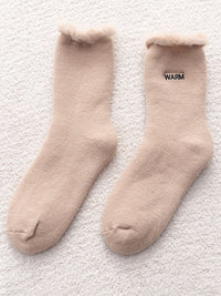 Thumbnail for 5 Pairs Women Winter Solid Cotton Fleece-lined Socks