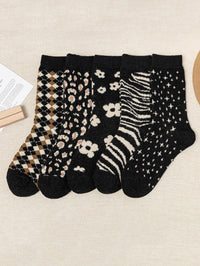 Thumbnail for 5 Pairs Women Winter Wool Jacquard Socks