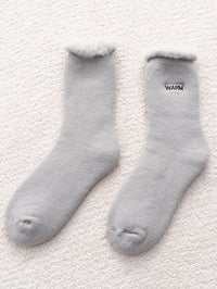 Thumbnail for 5 Pairs Women Winter Solid Cotton Fleece-lined Socks