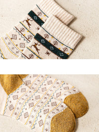 Thumbnail for 5 Pairs Women Winter Wool Jacquard Socks