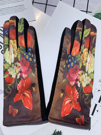 Thumbnail for Women Fashion Print Warm Outdoor Gloves