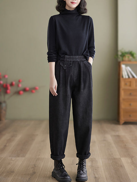 Dame Casual Fleece-foret denim Harem Pants