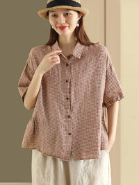 Thumbnail for PLUS TAMANHA MULHERM Women Summer Casual Casual Button Cardigan Linen Shirt