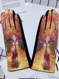 Thumbnail for Women Fashion Print Warm Outdoor Gloves