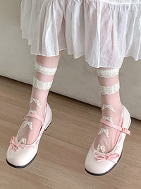 Thumbnail for 3 Pairs Women Elegant Flower Lace Spliced Thin Socks