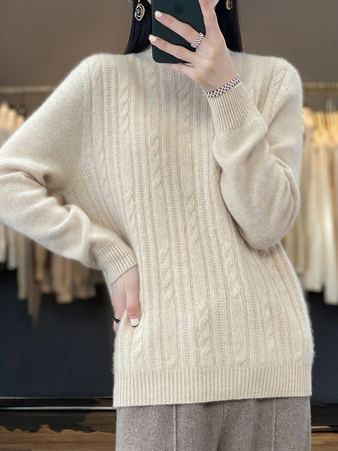 Damen Herbst Lässiger Streifen O-Ausschnitt Wollstrickpullover