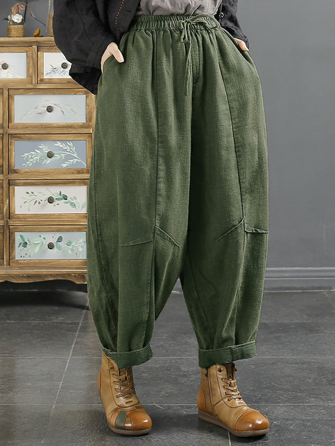 Plus Size Dame Retro Solid Vinter Harem Pants