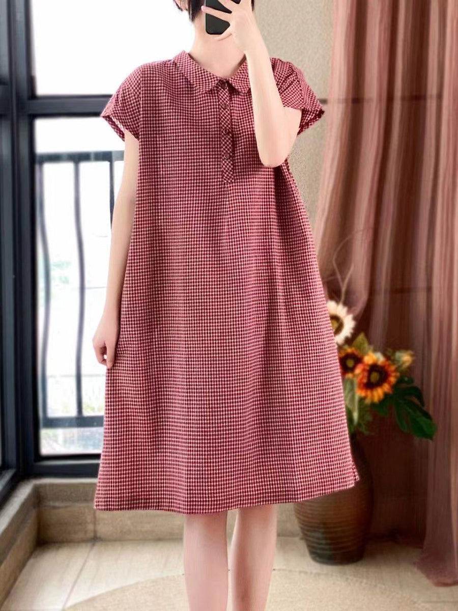 Plus Size Women Women Casual Summer Lattice Artsy Pleat Loose Dress