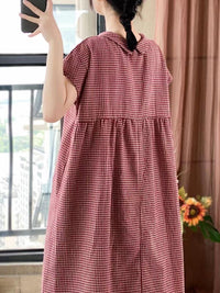 Thumbnail for Plus Size Women Women Casual Summer Lattice Artsy Pleat Loose Dress