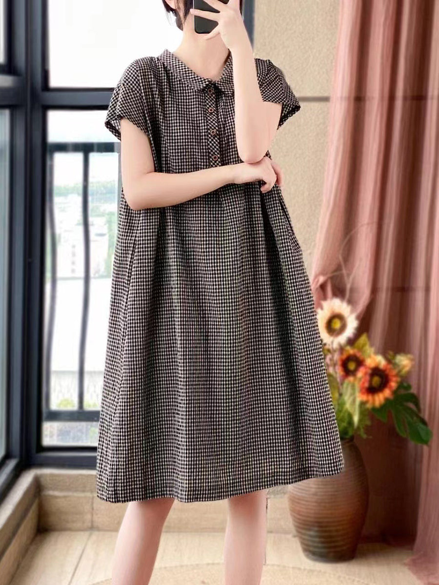 Plus Size Women Women Casual Summer Lattice Artsy Pleat Loose Dress