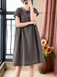 Thumbnail for Plus Size Women Women Casual Summer Lattice Artsy Pleat Loose Dress