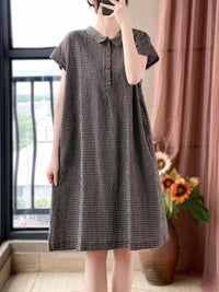 Thumbnail for Plus Size Women Women Casual Summer Lattice Artsy Pleat Loose Dress