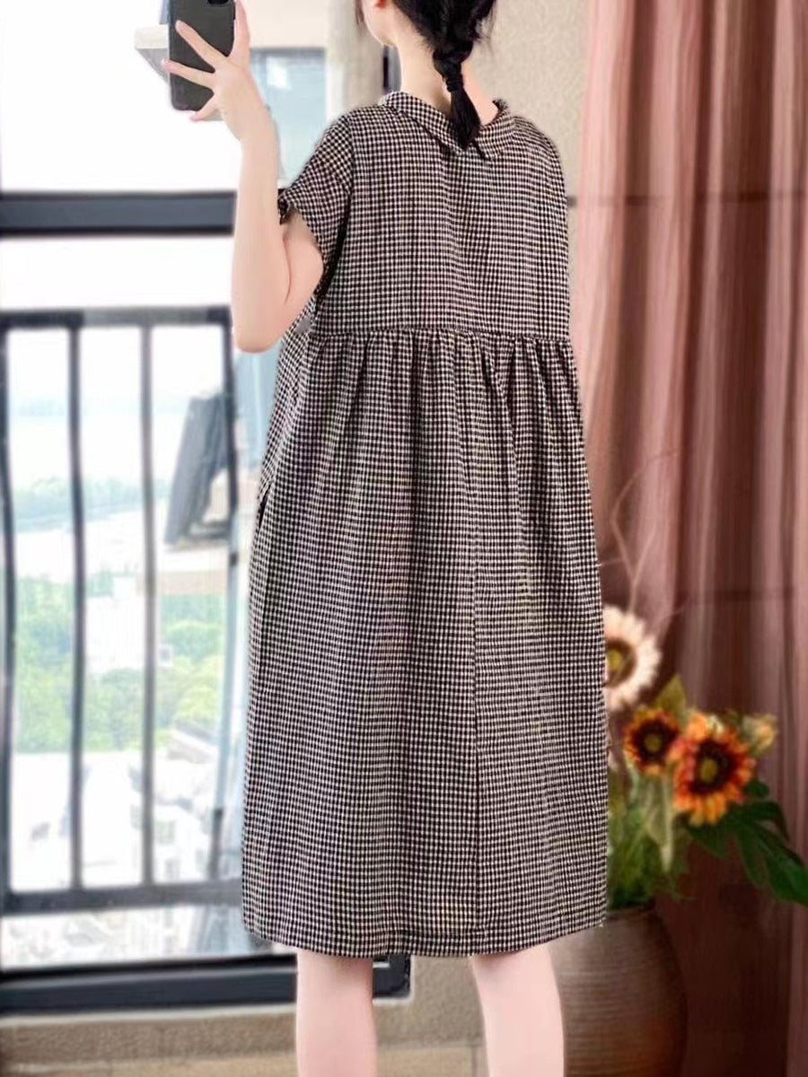 Plus Size Women Women Casual Summer Lattice Artsy Pleat Loose Dress