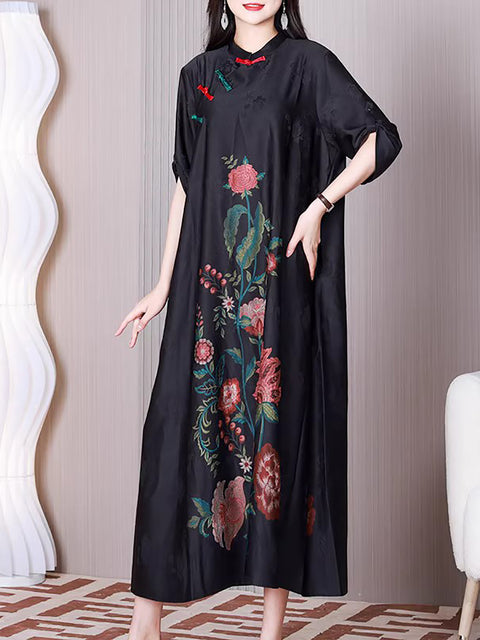 Robe ample en forme de A à fleurs ethniques pour femmes de grande taille