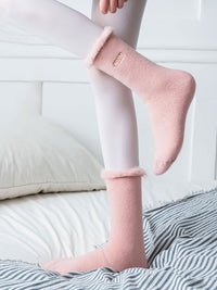 Thumbnail for 5 Pairs Women Winter Solid Cotton Fleece-lined Socks