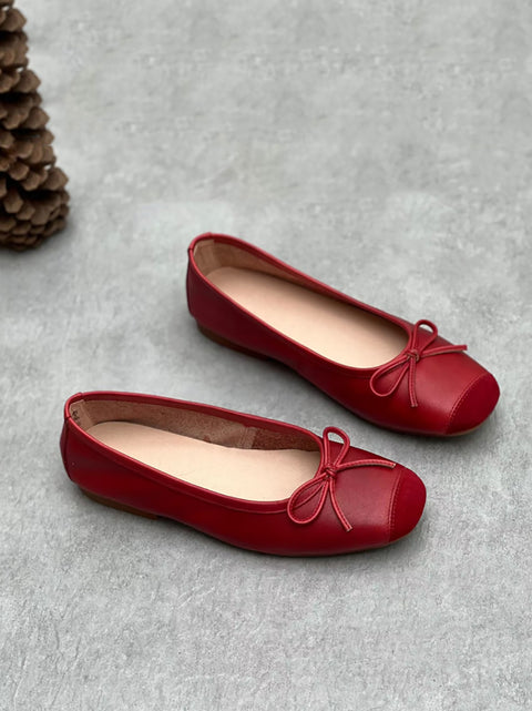 Kvinner Sommer Elegant Skinn Solid Bowknot Flat Sko