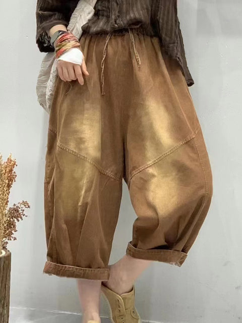 Pantaloni harem larghi con giunture vintage estivi da donna