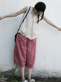 Thumbnail for Plus Size Women Summer Casual Solid Loose Cotton Pants