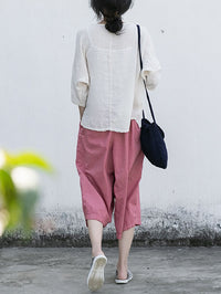 Thumbnail for Plus Size Women Summer Casual Solid Loose Cotton Pants