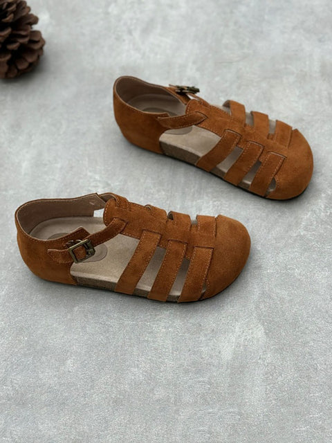 Dames Zomer Casual Leren Gesplitste Platte Sandalen