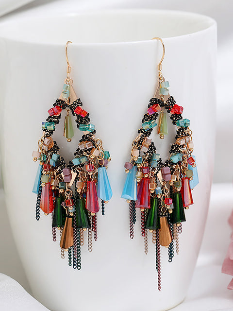 Bohemia Women S925Sliver Tassel Pandent Earrings