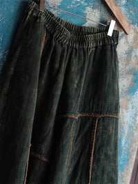 Thumbnail for Women Summer Retro Spliced Wide-leg Cotton Pants